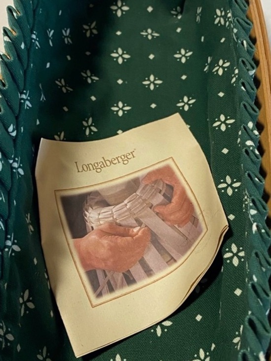 Longaberger Other - NWT LONGABERGER Green and Brown Bread Basket with Patterned Liner and Handles